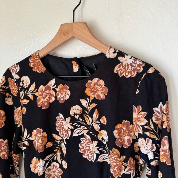 Lulus | Darling Simplicity Black Floral Linen Cutout Mini Dress - Picture 3 of 8